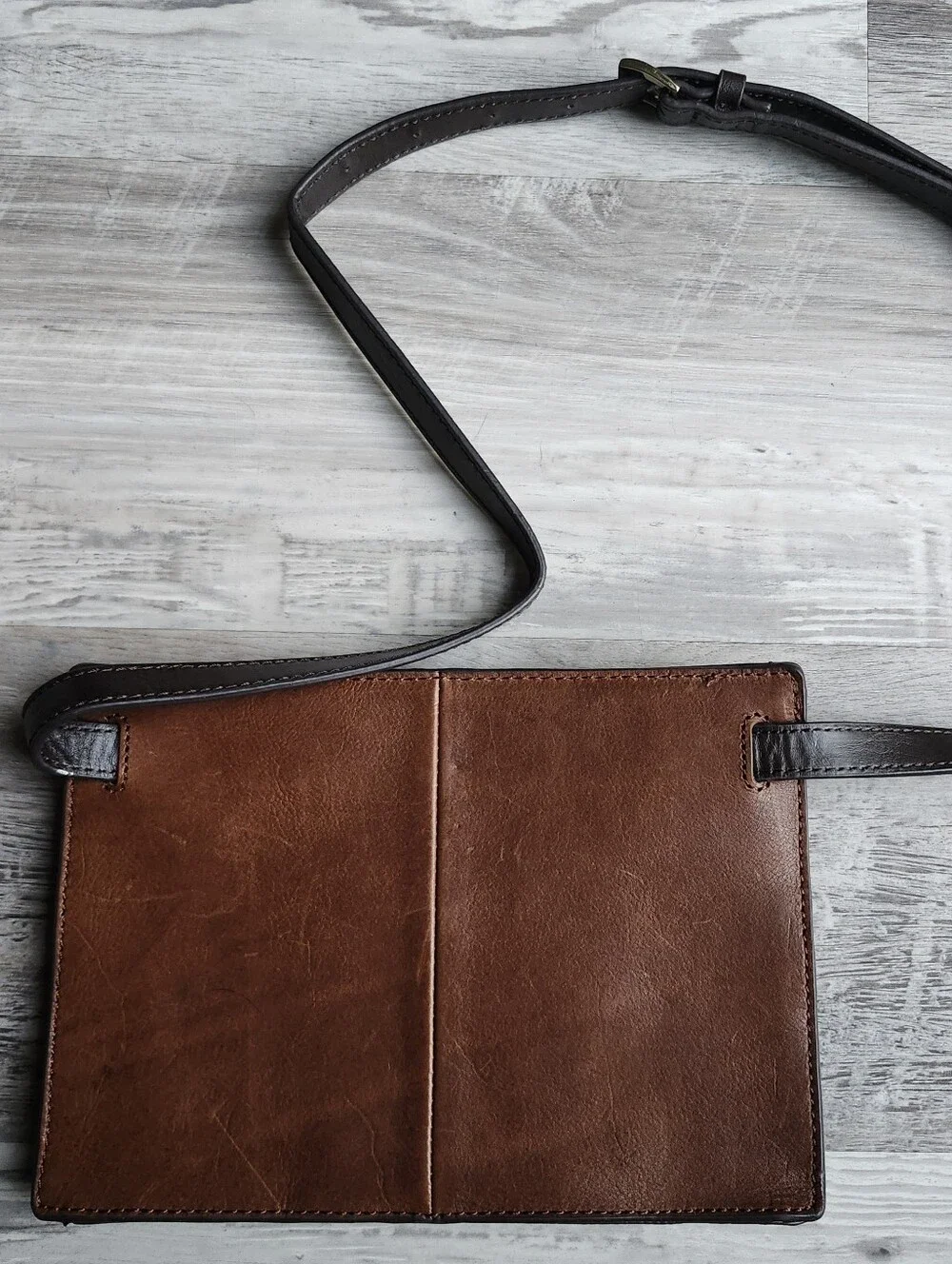 Tignanello Brown Embossed Leather Crossbody Bag RFID Boho NWOT
